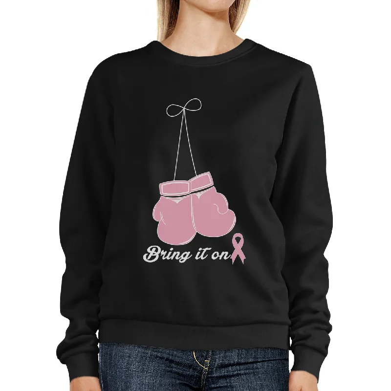 Closeout Sale Bring It On Breast Cancer Awareness Boxing Black SweatShirt