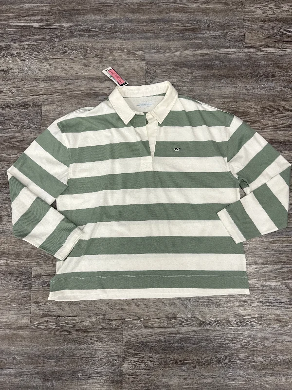 Weekend Discounts to Enjoy Top Long Sleeve By Vineyard Vines In Green & White, Size: L