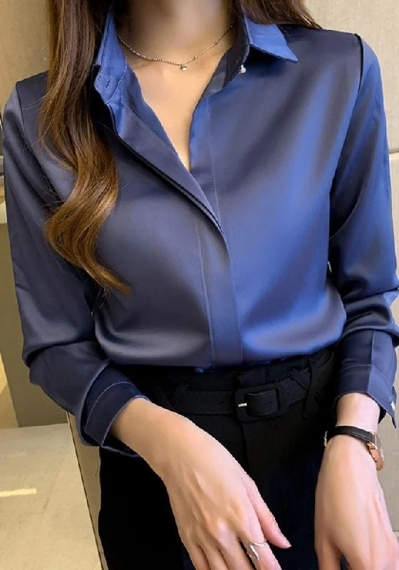 Royal Blue Satin Blouse