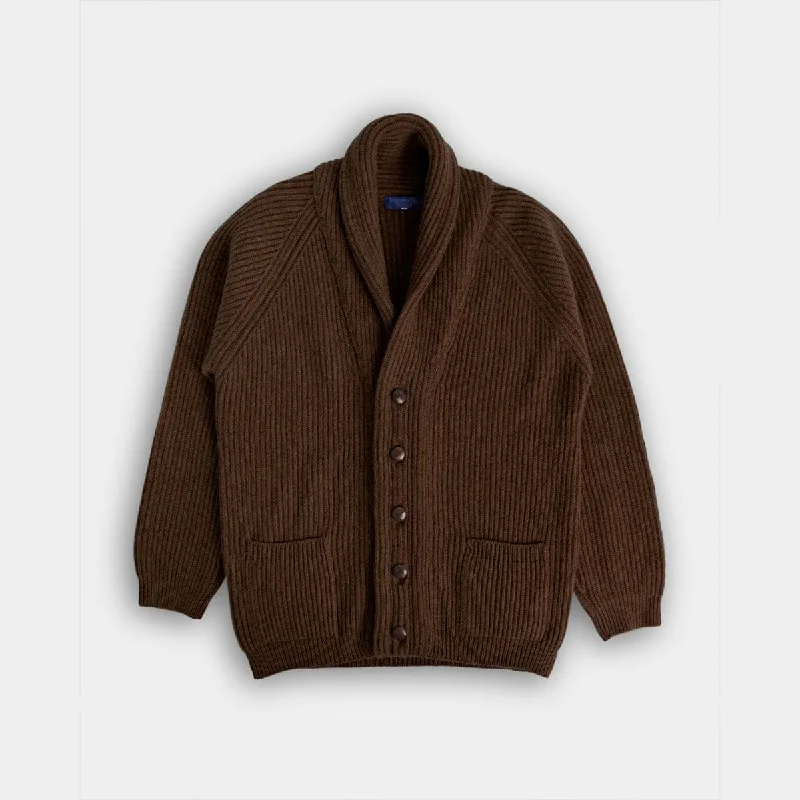 Act Fast Brown Camel Hair Shawl Collar Cardigan
