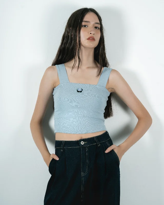 Can't Beat LULU Embroidery Patch Tank Top (Light Blue)