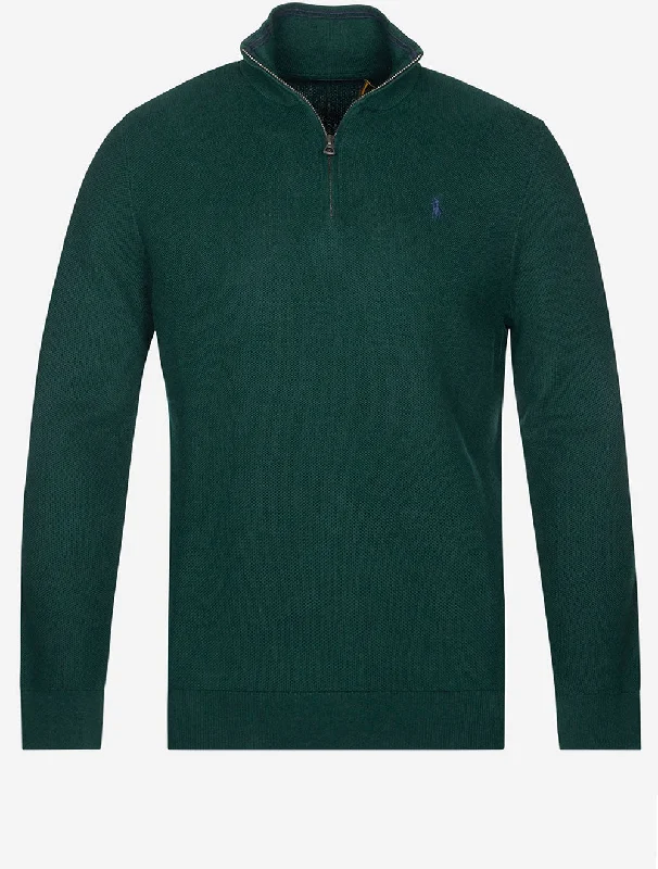 Weekend Bargains to Grab Piqué-Pullover mit halbem Reißverschluss Grün