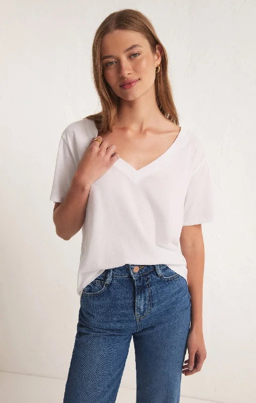 Z Supply Girlfriend V Neck Tee - WHITE