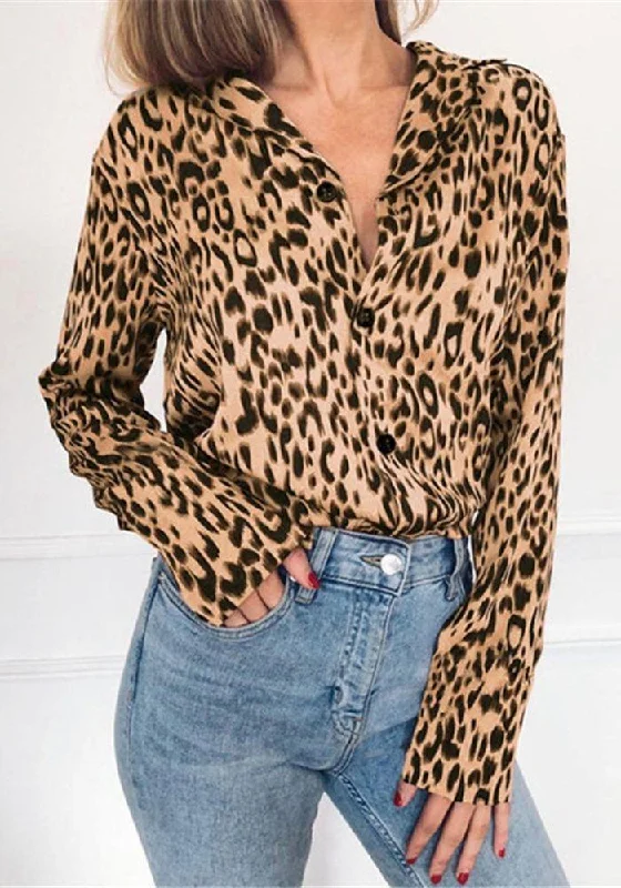 Satin Leopard Print Blouse