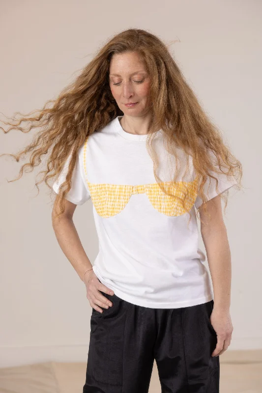 Florida Woman Appliqué T  - White/Yellow Gingham