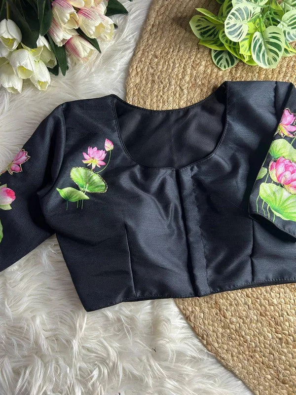 Weekend Savings Bonanza Women's Black Colour Silk Readymade Blouse