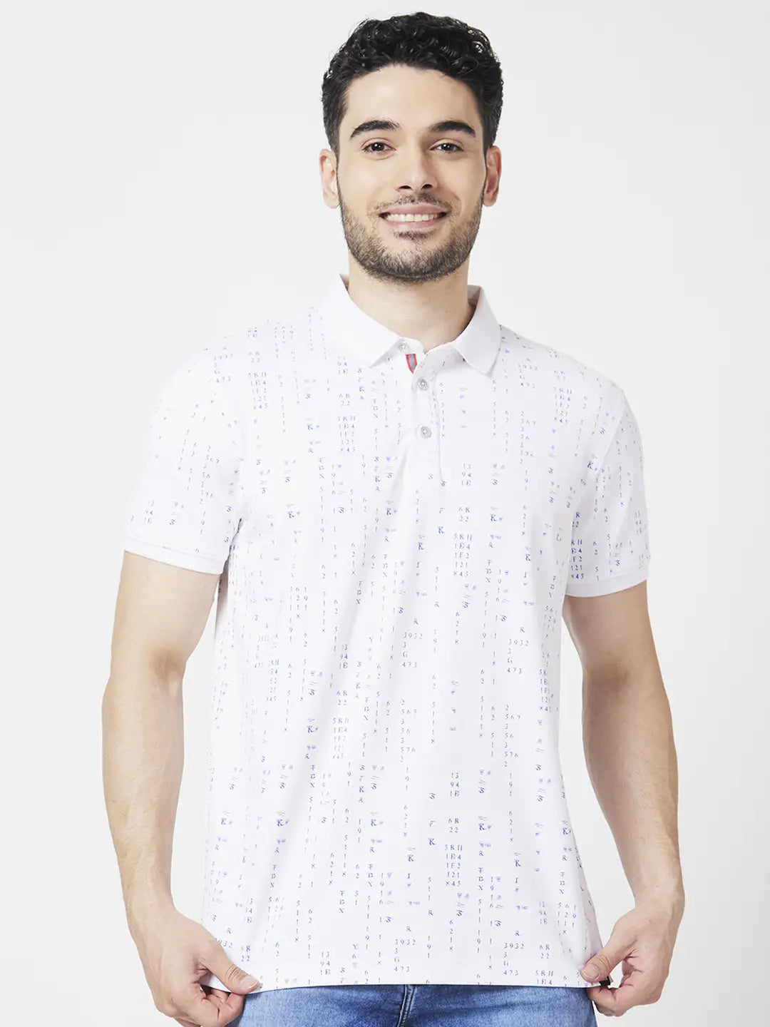 Special Promotion Spykar Men White Blended Slim Fit Half Sleeve Polo Neck Plain Tshirt Special Promotion Spykar Men White Blended Slim Fit Half Sleeve Polo Neck Plain Tshirt