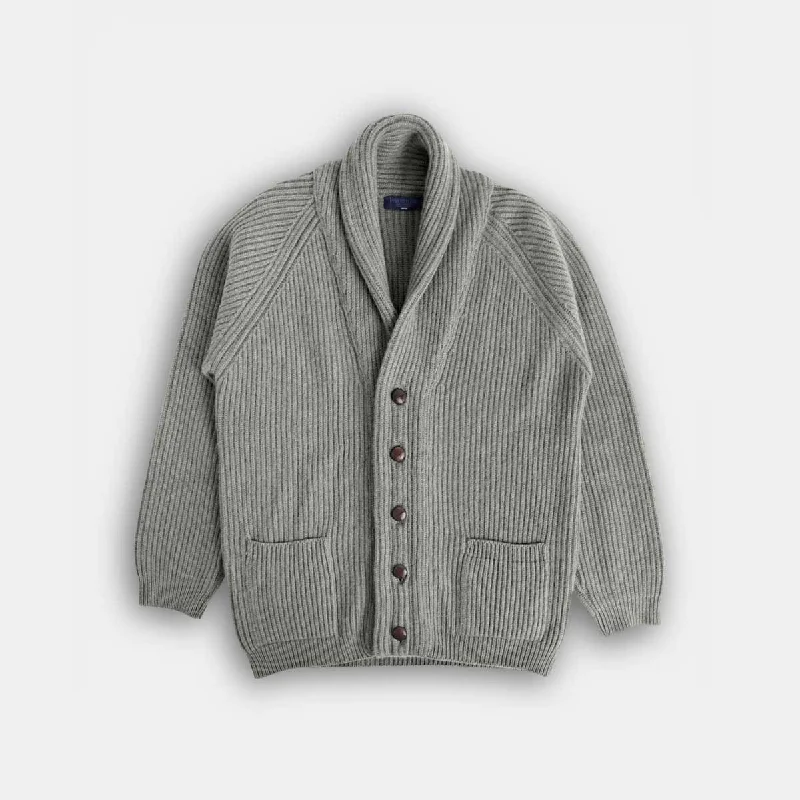 Mega Discount Grey Shawl Collar Cashmere Cardigan
