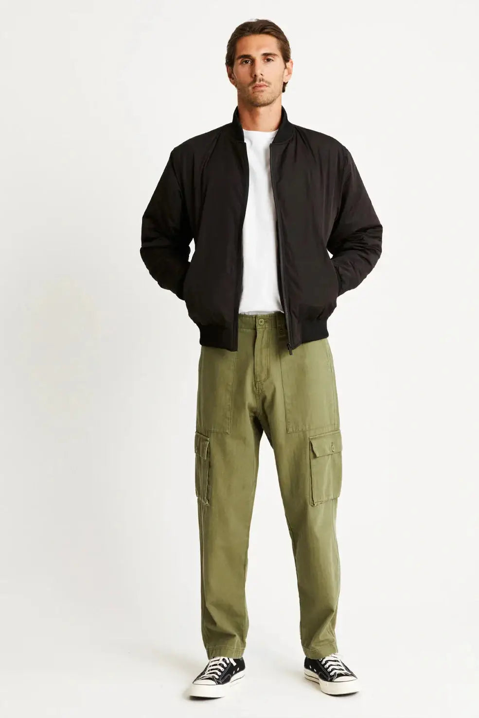 Final Offer Mr simple hooded canvas bomber- black