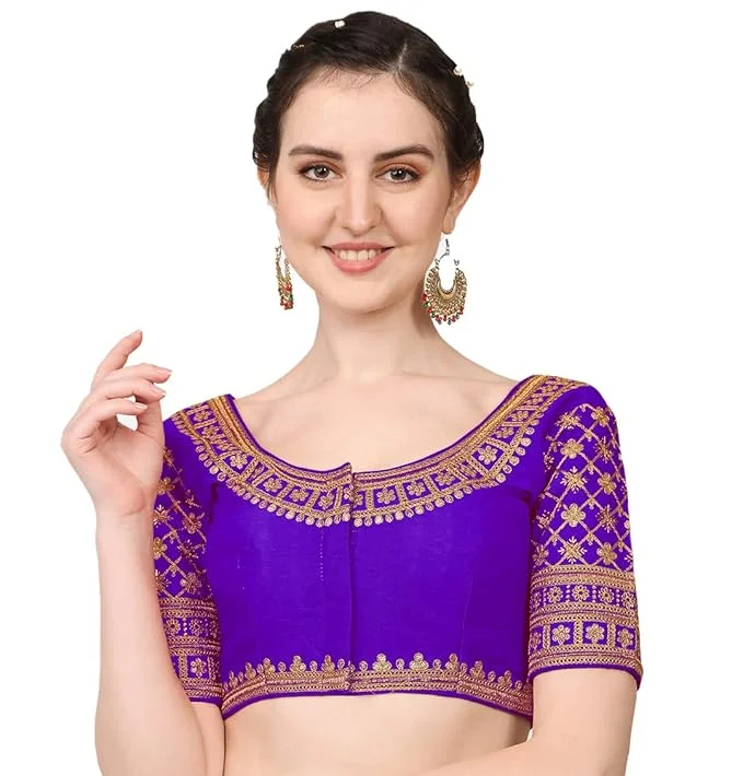 Unmissable Offer Women's Blue Silk Readymade Blouse