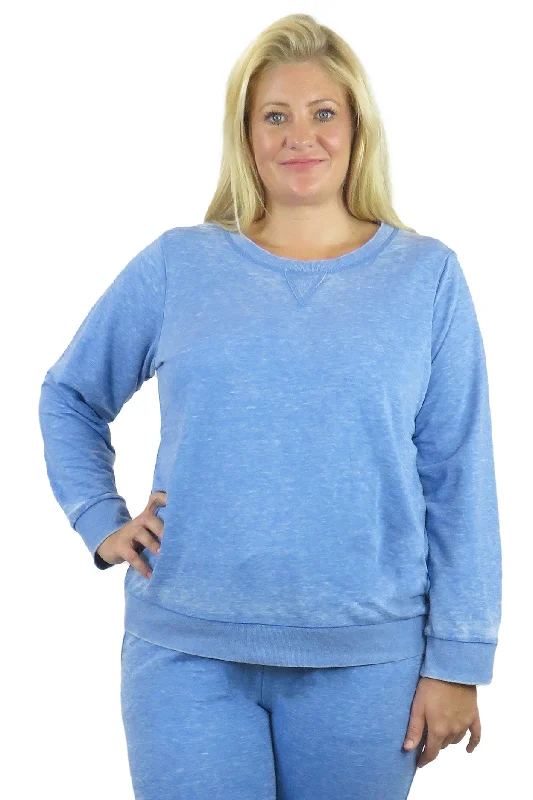 Plus Size Heathered Crew Neck French Terry Sweatshirt