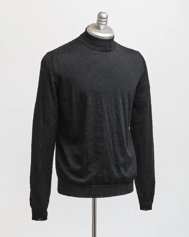 Customer Appreciation Sale Black 16 Gauge Royal Merino Mock Neck Sweater