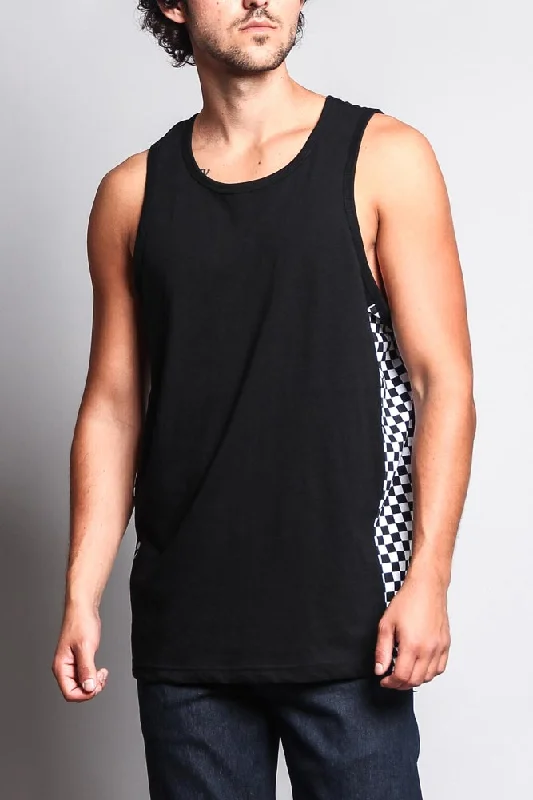 New Markdowns Men's Checkered Side Tank Top
