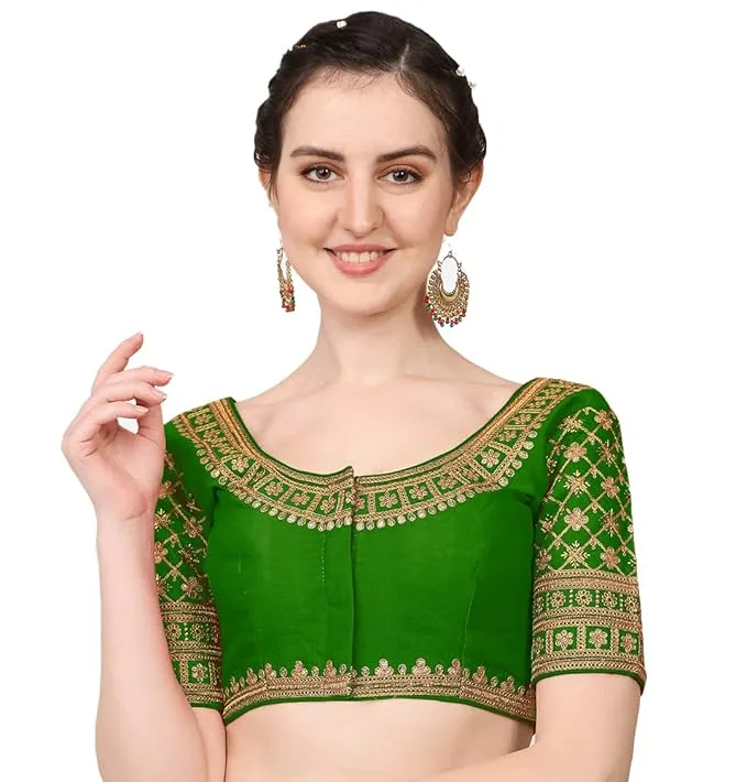 Weekend Shopping Made Better Women's Green Silk Readymade Blouse