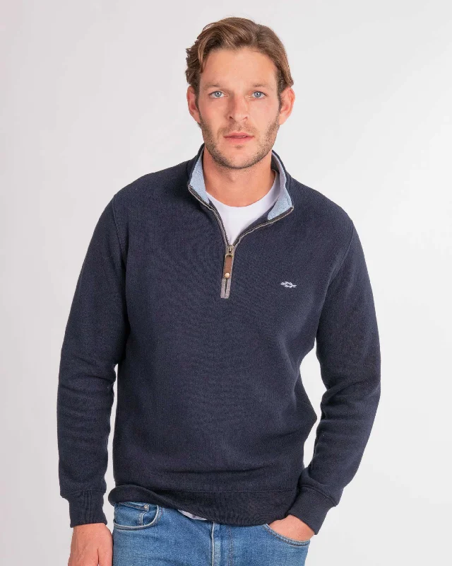 Markdowns Navy Blue Quarter Zip (Light Blue Contrast)