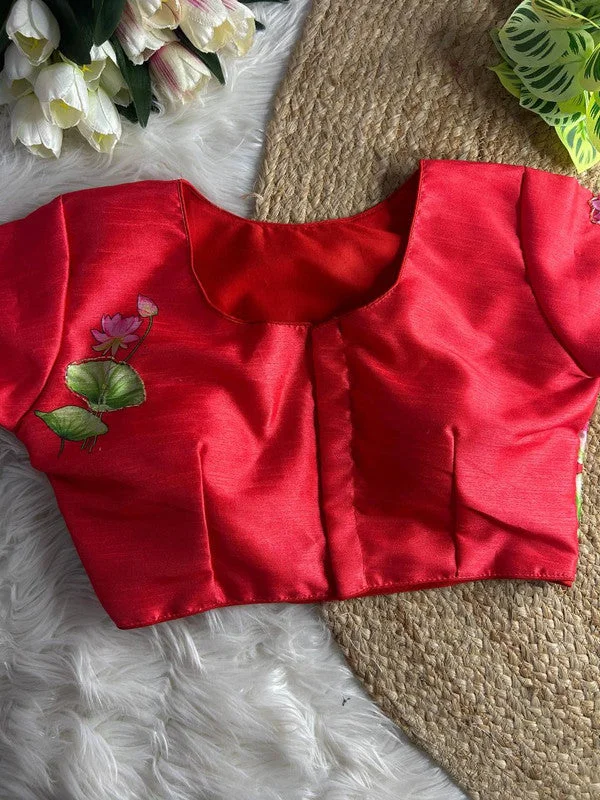 Weekend Discounts to Enjoy Women's Red Colour Silk Readymade Blouse