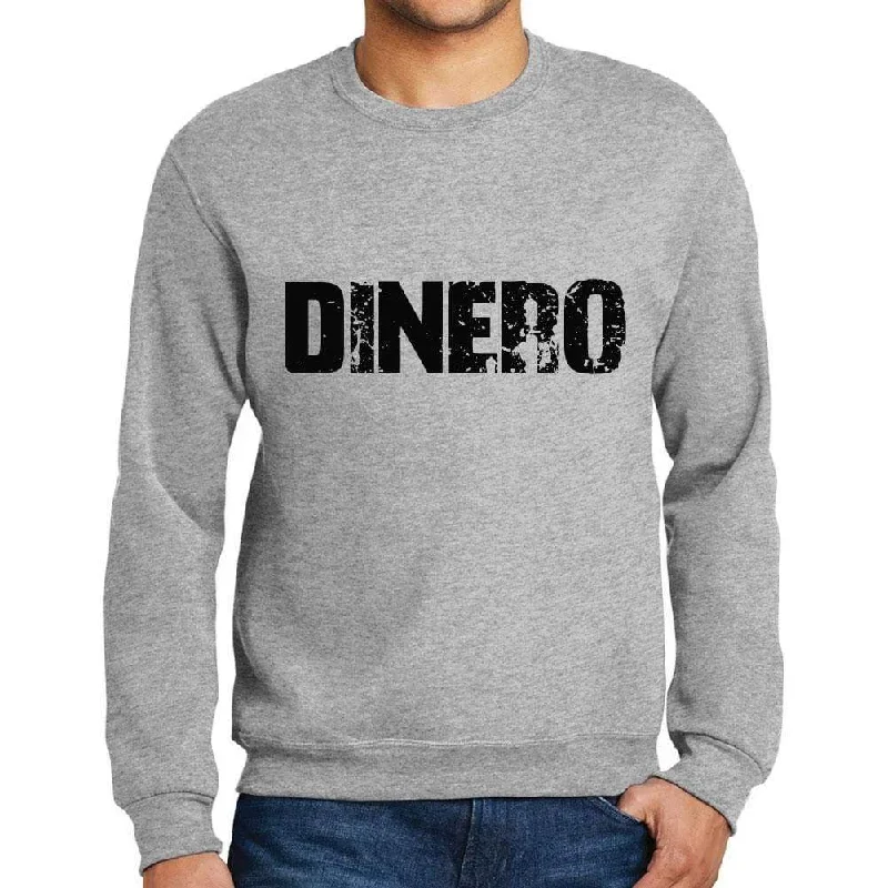 Epic Deals Men's Printed Graphic Sweatshirt Popular Words DINERO Grey Marl