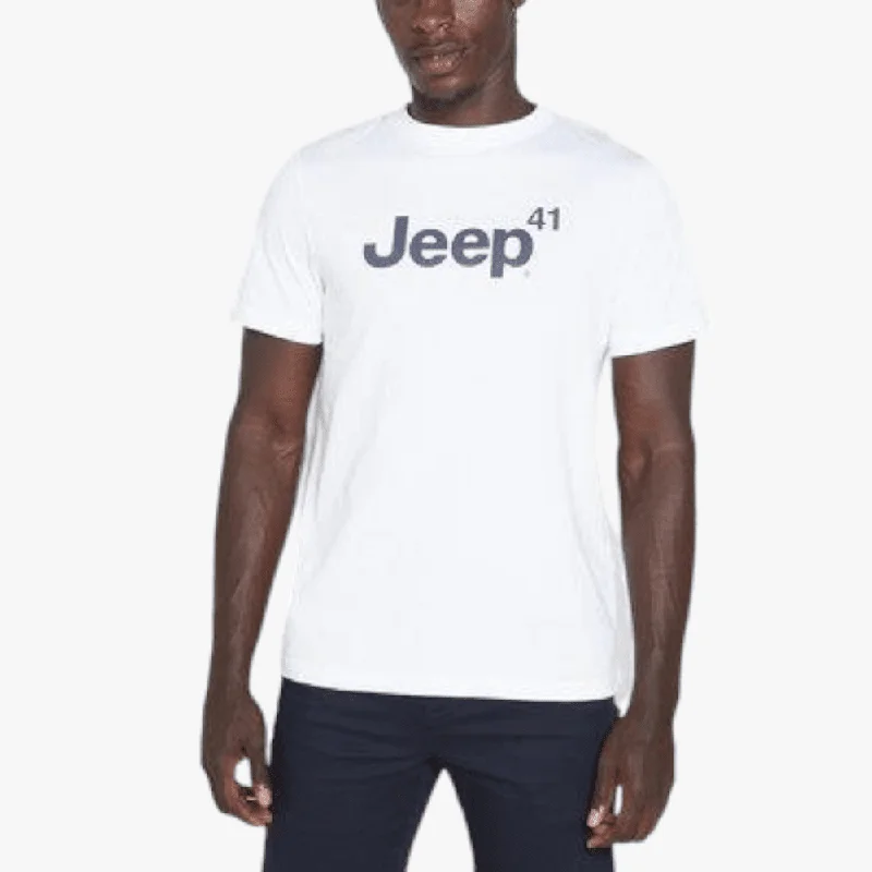 Limited Time Offer Jeep Mens 41 Logo Short Sleeve Tee White