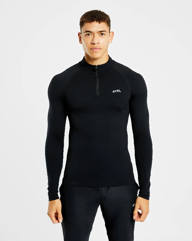Massive Savings Essential Seamless 1/4 Zip Pullover - Black
