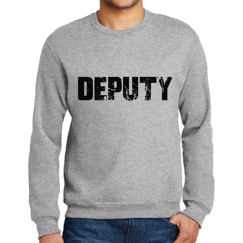 Weekend Bargains to Enjoy Men's Printed Graphic Sweatshirt Popular Words DEPUTY Grey Marl Weekend Bargains to Enjoy Men's Printed Graphic Sweatshirt Popular Words DEPUTY Grey Marl