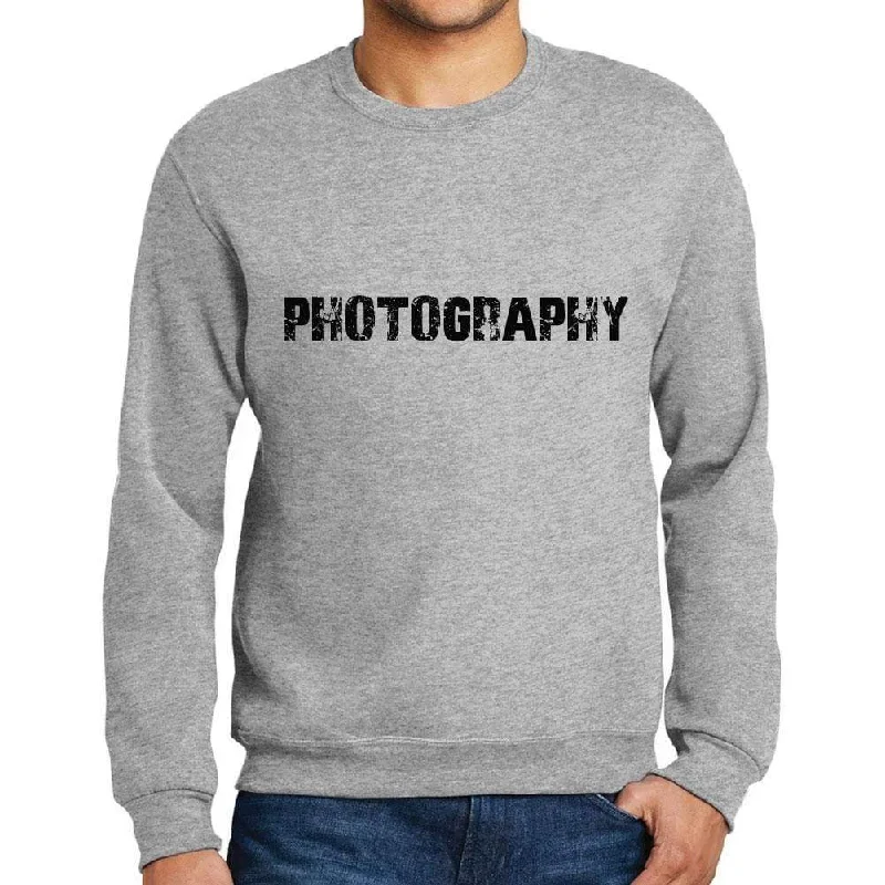 Savings Galore Men's Printed Graphic Sweatshirt Popular Words PHOTOGRAPHY Grey Marl