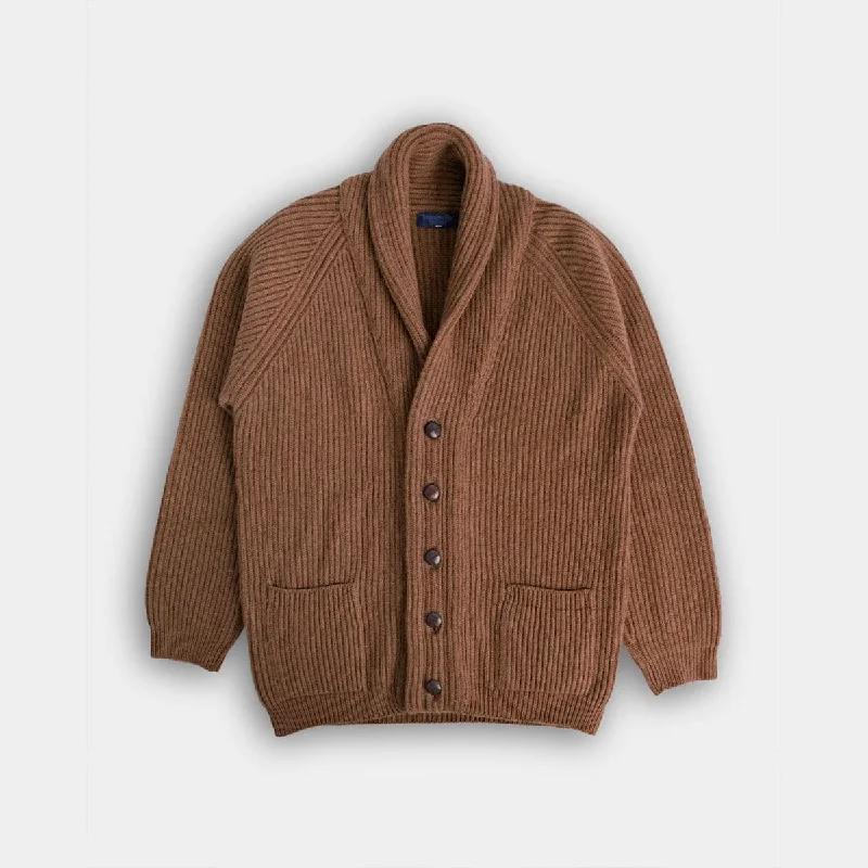 Lowest Price Mocha Shawl Collar Cashmere Cardigan