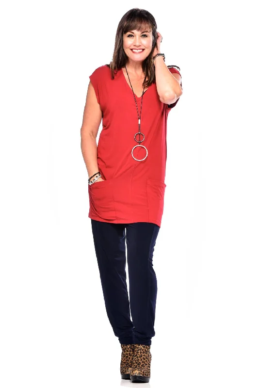 Bamboo Pocketed V-Neck Tunic