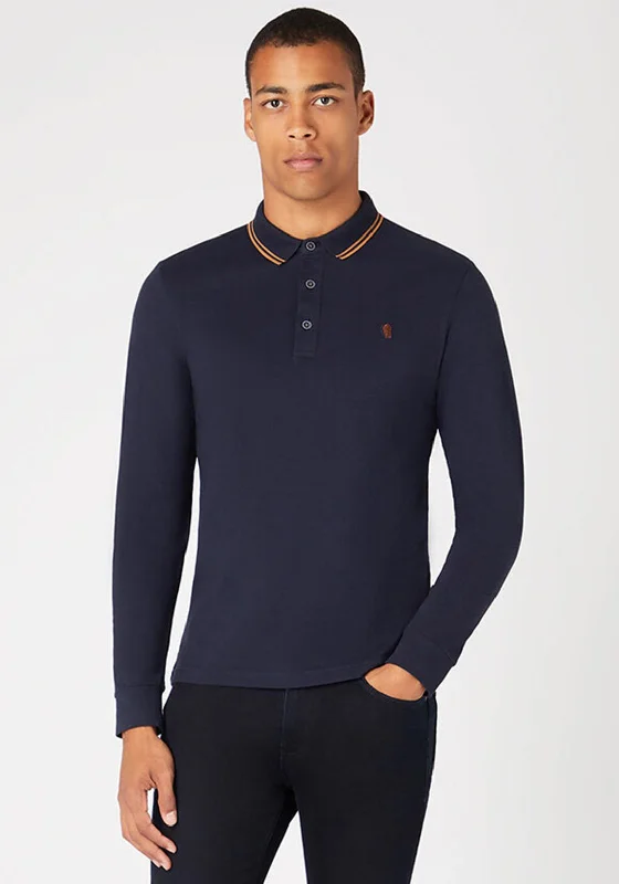 Great Bargains Remus Uomo Long Sleeve Pique Polo Shirt, Navy