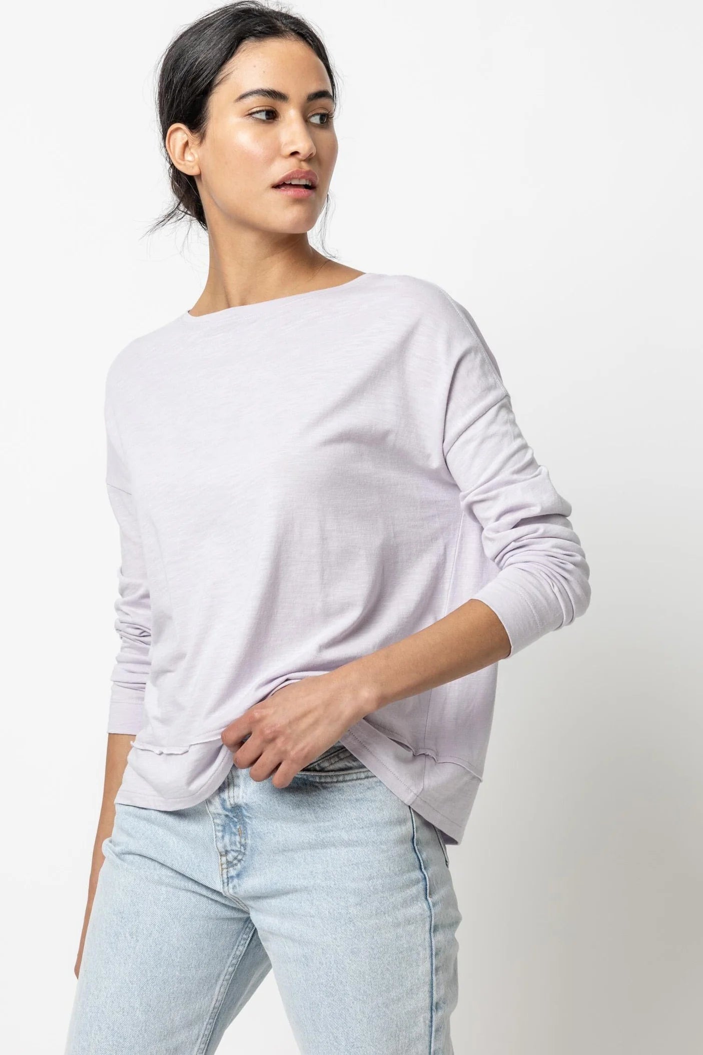 Wide Hem Boatneck Top in Lily