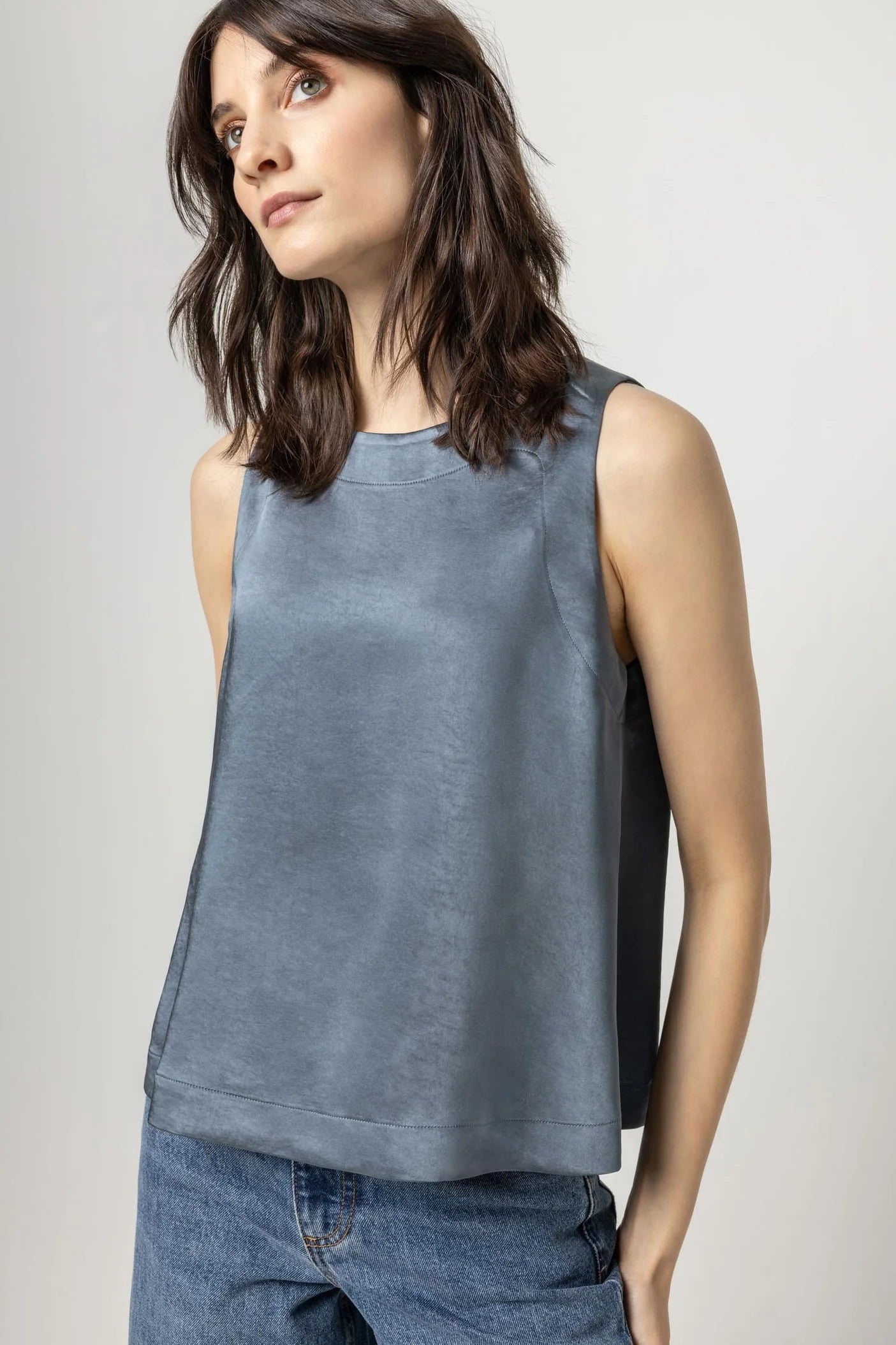 Sleeveless Satin Top