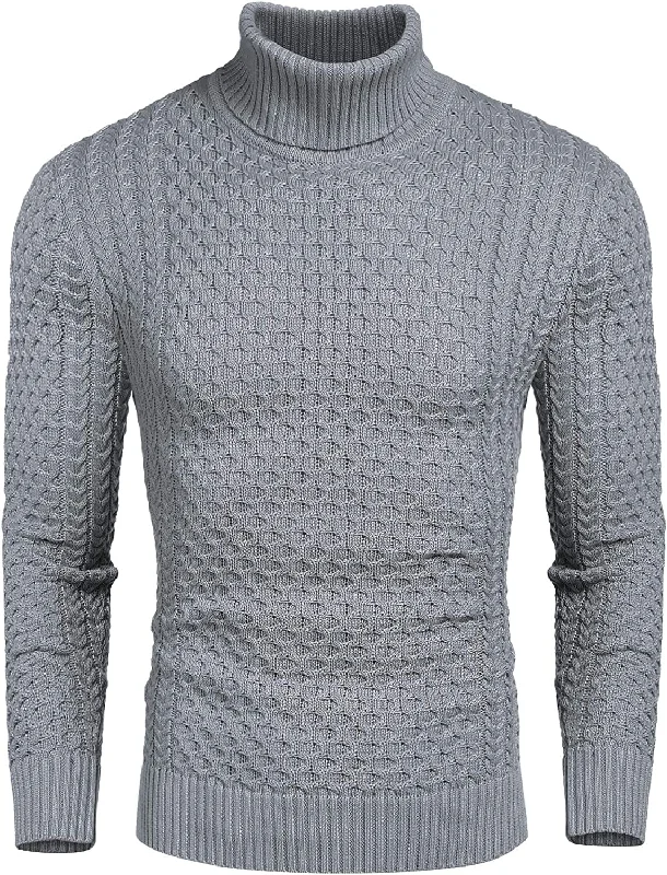 Fantastic Deals Slim Fit Turtleneck Knitted Twisted Pullover Sweaters (US Only)