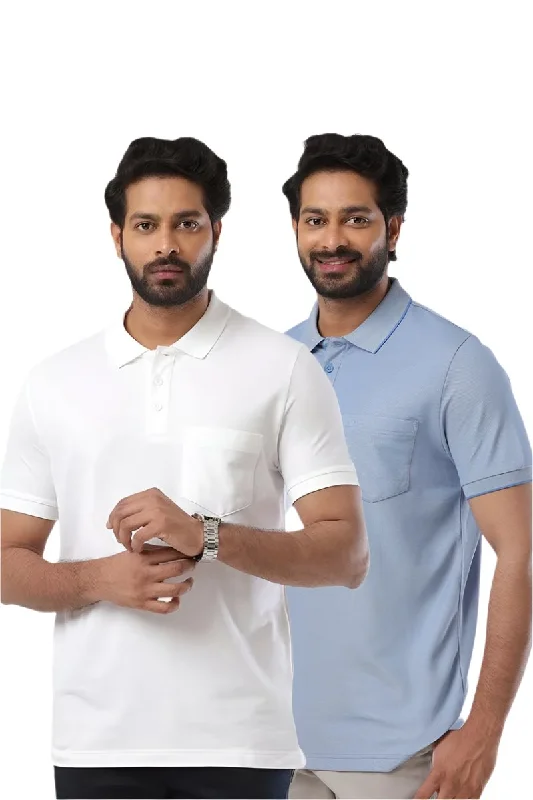 Online Exclusive Golf Polo - Light Purple and White T-Shirts Pack Of 2 Combo For Men | Ariser Online Exclusive Golf Polo - Light Purple and White T-Shirts Pack Of 2 Combo For Men | Ariser