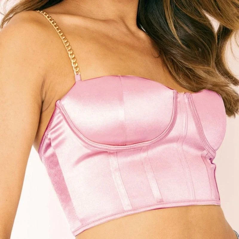 Pink Satin Corset Top