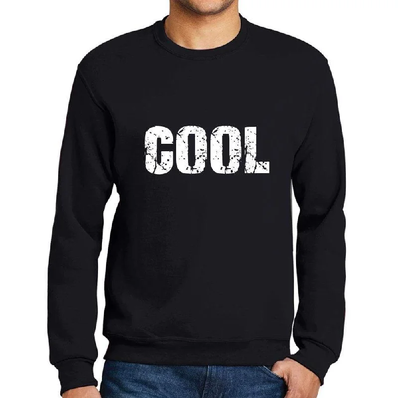 Inventory Reduction Men's Printed Graphic Sweatshirt Popular Words COOL Deep Black