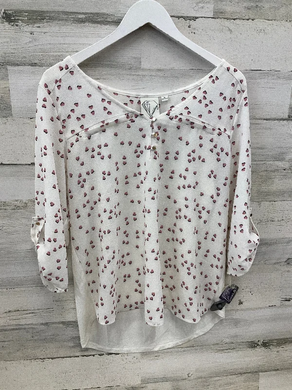 Weekend Shopping Bliss Top 3/4 Sleeve By Clothes Mentor In Cream & Pink, Size: Xl