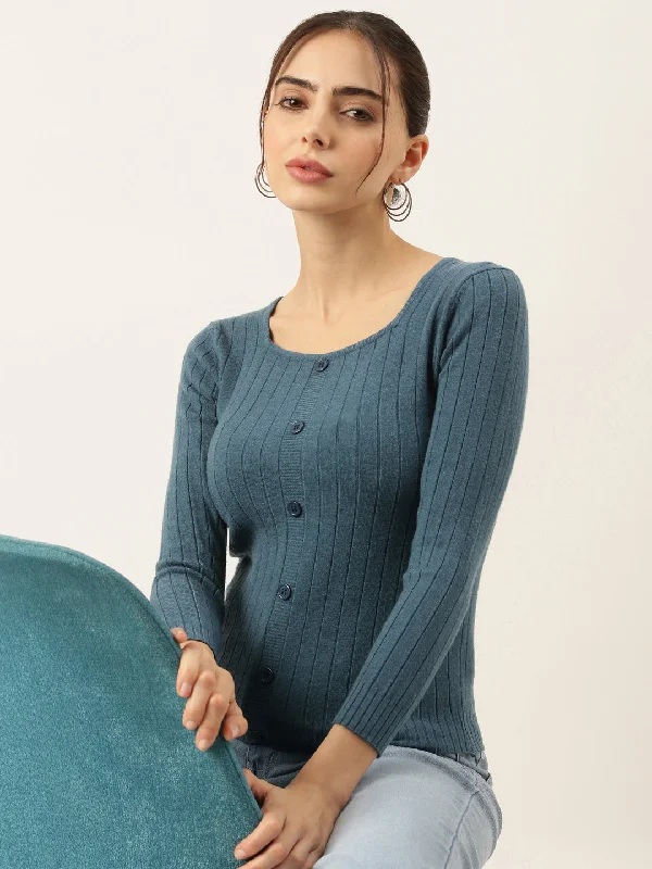 Weekend Discounts You Deserve Women Teal Solid Top