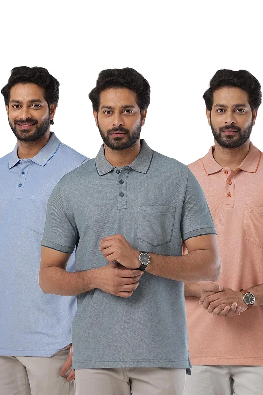 Exclusive Offers Golf Polo - Multicolor T-Shirts Pack Of 3 Combo For Men | Ariser
