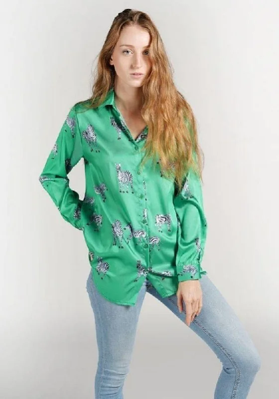 Green Zebra Satin Blouse