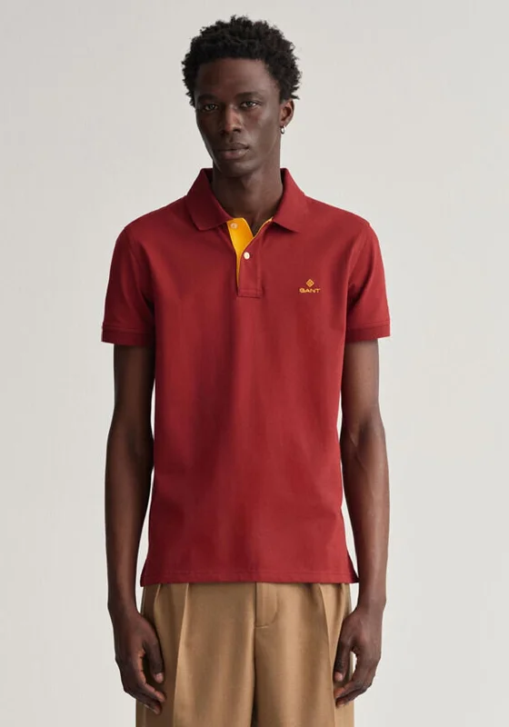 Can't Miss Gant Contrast Pique Collar Polo Shirt, Plumped Red