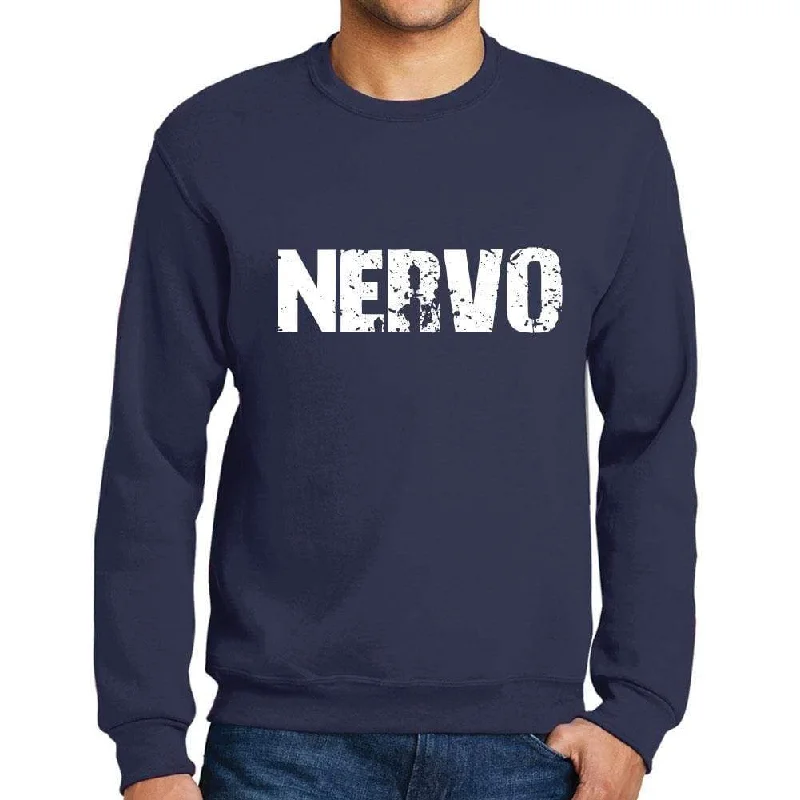 YEAR-End Sale Men's Printed Graphic Sweatshirt Popular Words NERVO French Navy