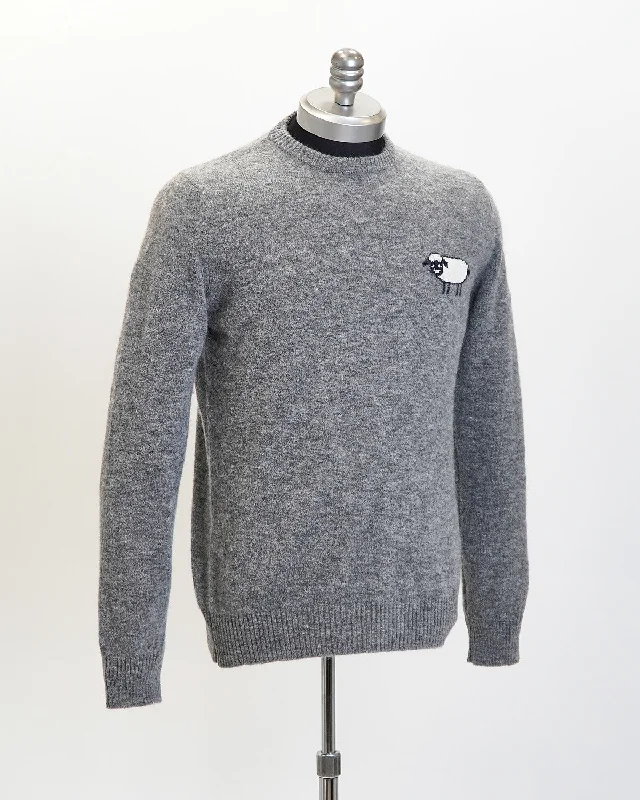Price Fest Alpaca Blend 'sheepish' Grey Crewneck Sweater