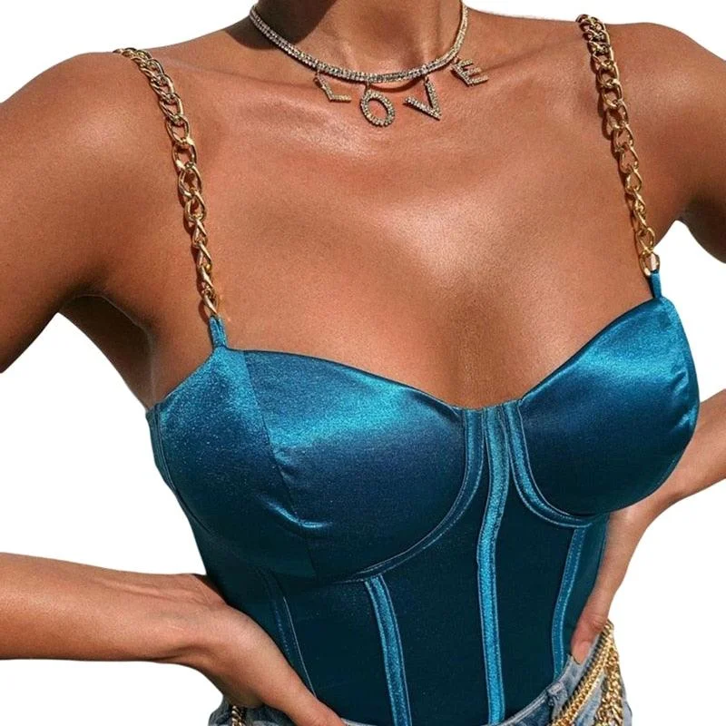 Blue Satin Corset Top