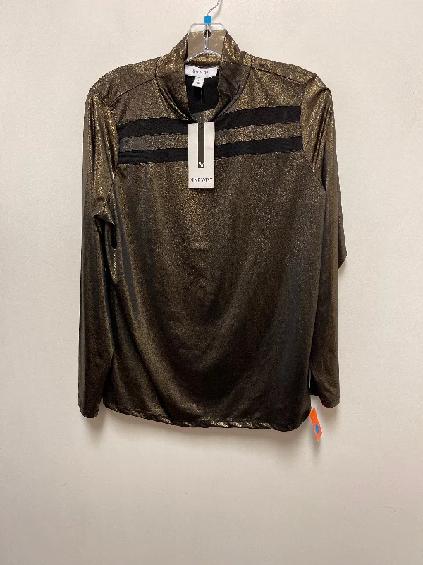 Weekend Savings Galore Top Long Sleeve By Nine West In Gold, Size: L