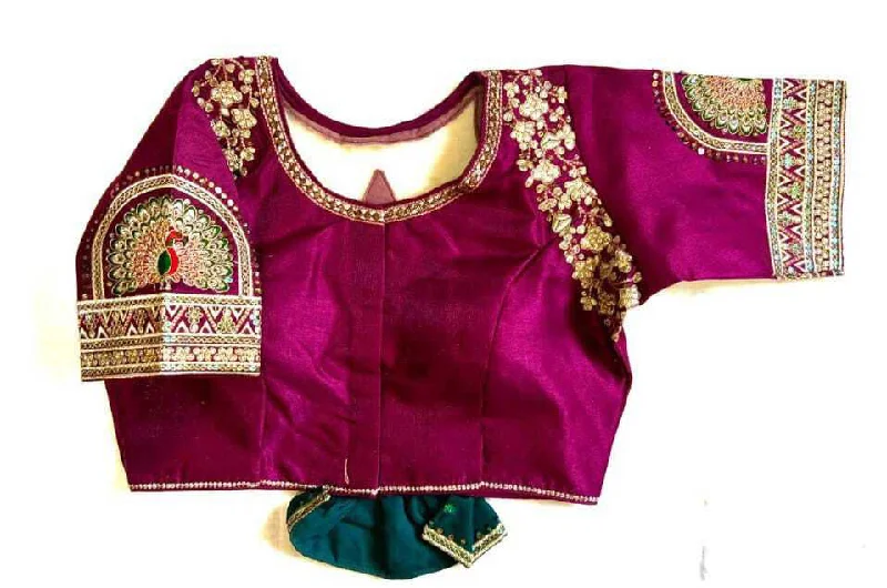 Weekend Offers That Excite Women's Wine Colour Shining silk Readymade Blouse