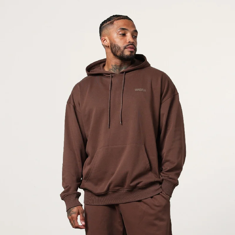 Unwind with Weekend Discounts Vanquish Essential Chocolate Oversized Pullover Hoodie Unwind with Weekend Discounts Vanquish Essential Chocolate Oversized Pullover Hoodie