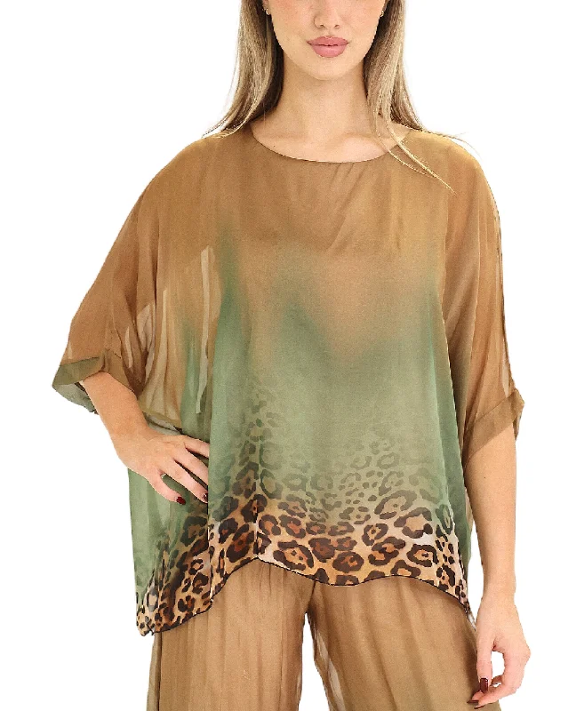 Weekend Deals That Sizzle Silk Ombre Leopard Print Top