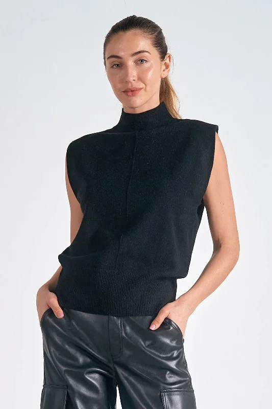 Classic Sleeveless Mock Neck Sweater