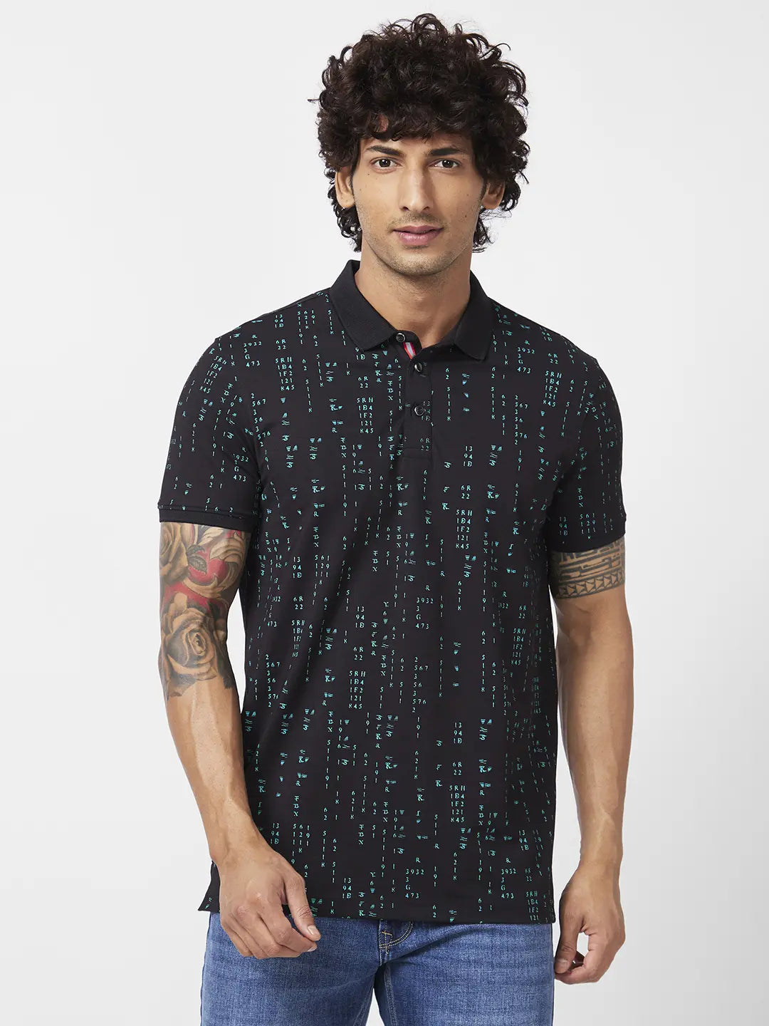 Weekend Flash Sale Spykar Men Black Blended Slim Fit Half Sleeve Polo Neck Printed Tshirt Weekend Flash Sale Spykar Men Black Blended Slim Fit Half Sleeve Polo Neck Printed Tshirt