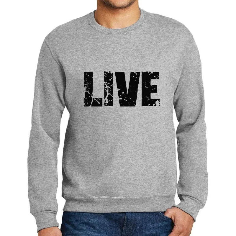 Take Advantage Men's Printed Graphic Sweatshirt Popular Words LIVE Grey Marl