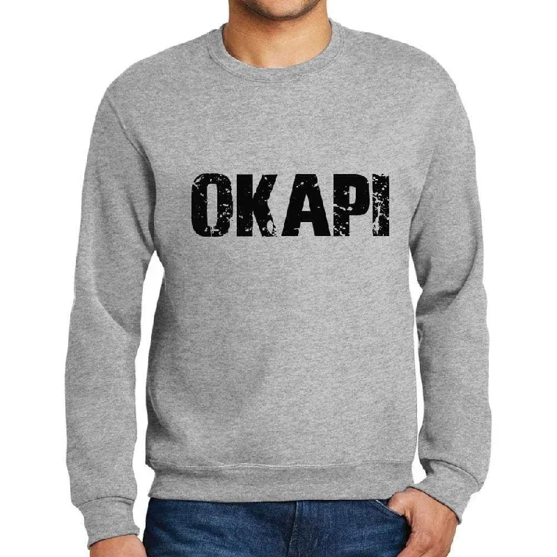 Limited Edition Men's Printed Graphic Sweatshirt Popular Words OKAPI Grey Marl